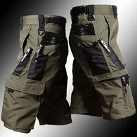 Pantalón Cargo verde militar para exteriores, pantalones cortos tácticos para hombre, pantalones cortos urbanos impermeables de verano, pantalones cortos de senderismo con múltiples bolsillos para acampar y senderismo