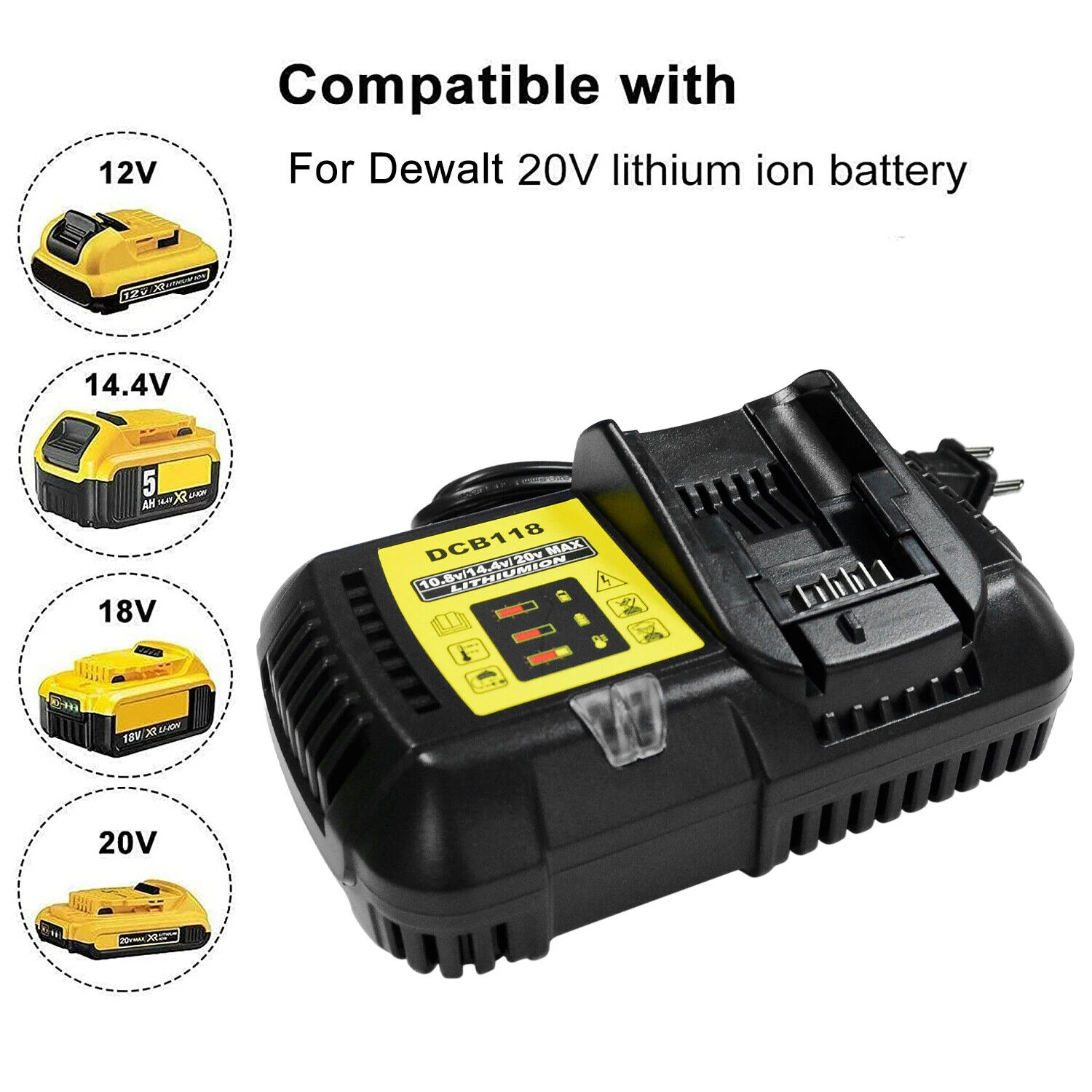 Ładowarka DCB118 do Dewalt 12V-18V akumulator szybko stacja ładująca zamiennik do Dewalt DCB118 DCB105 DCB015 DCB112