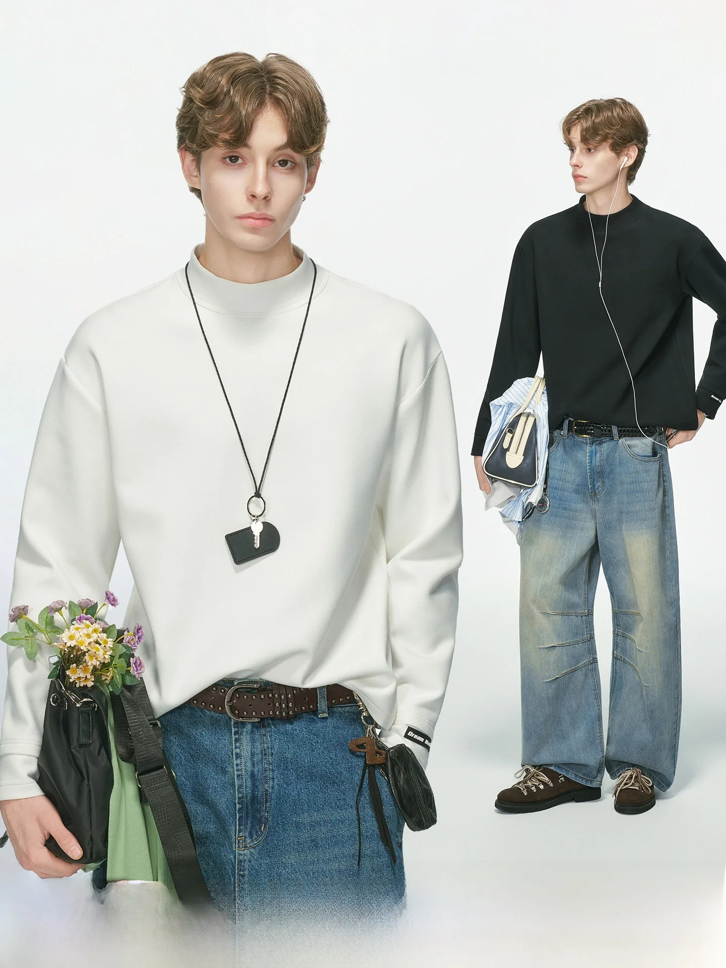 Dream Made Men's Long Sleeve Thermal T-Shirt High Neck Design Polyester Spandex Blend Comfortable Fit for Autumn Winter