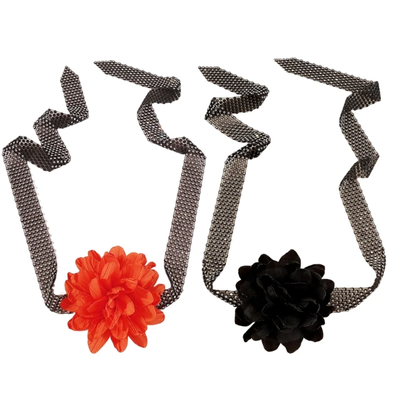 

Sequin Skinny Scarf Sequin Choker Flower Choker Flower Choker