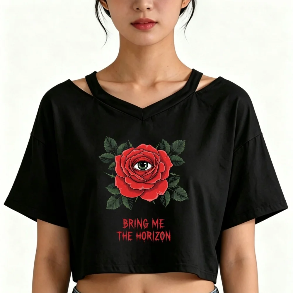 Bring Me the Horizon cropped top shoujo y2k japanese grunge shirt manga vintage y2k kawaii korean fashion