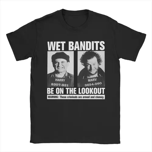 Camiseta Home Alone Wet Bandits para hombre, Camiseta Vintage de algodón puro, camiseta de manga corta con cuello redondo, Tops estampados