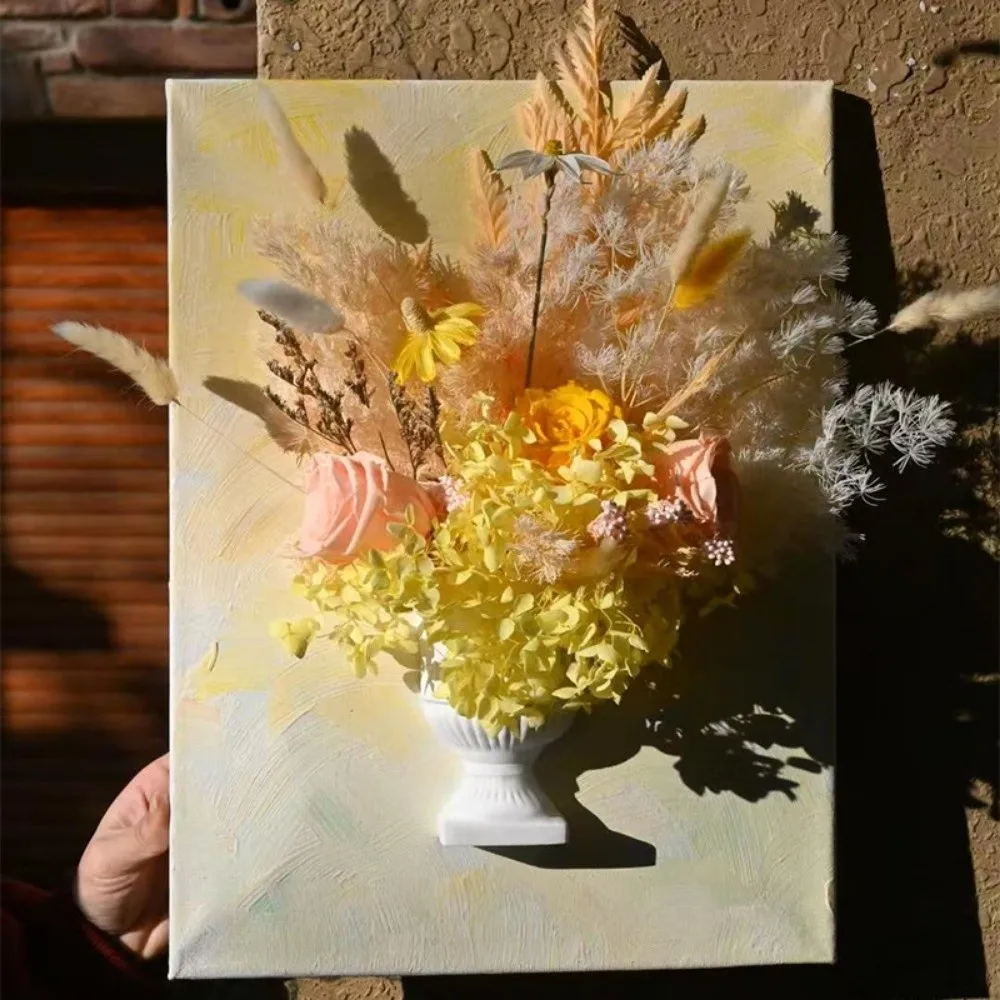 New French Oil Painting Half Wall Vase White Hand-Painted Half Wall Flower Pot DIY Flower Arrangement Vase Floral Arrangement