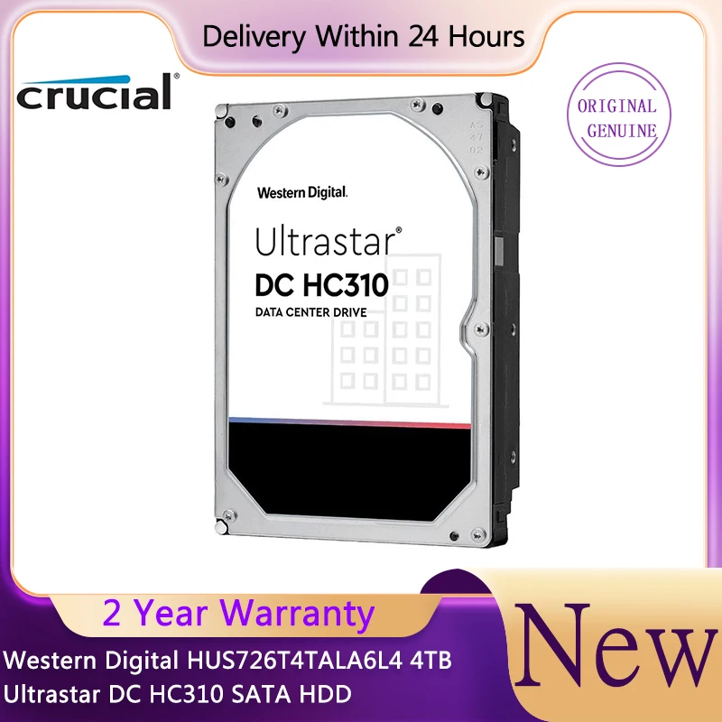 Western Digital HUS726T4TALA6L4 4TB Ultrastar DC HC310 SATA HDD 7200 RPM Class SATA 6 Gb/s 256MB Cache 3.5"