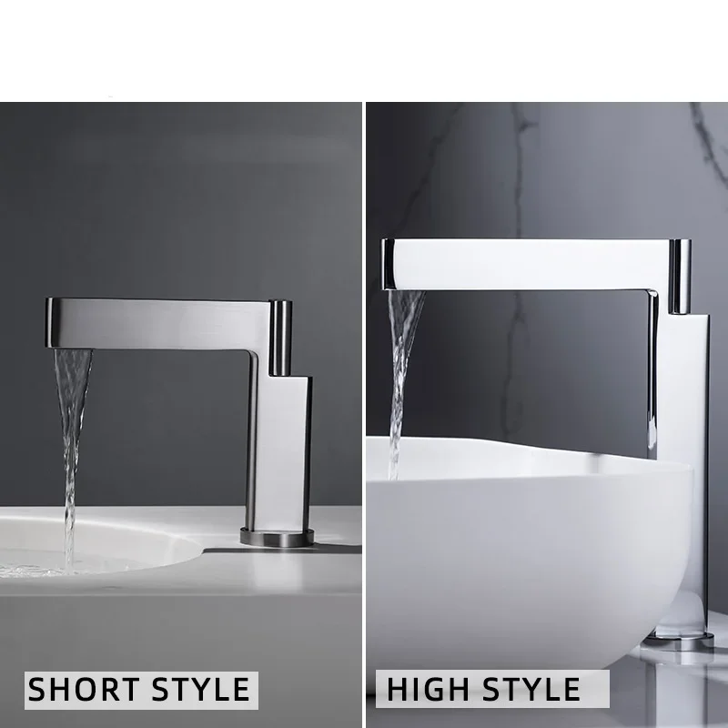 Basin Faucet Tapware Bath Mixer High Tall Bathroom Sink Tap Brass Chrome Grey With Single Handle Hot Cold Water Fashion