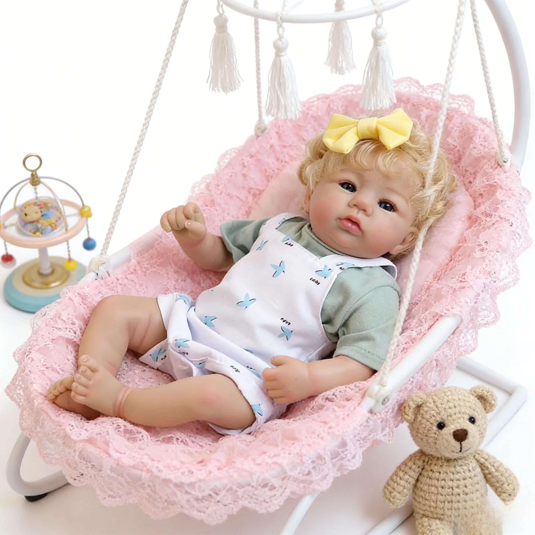 45CM herboren poppen Abigail levensecht knuffelig babyspeelgoed met zacht katoenen lichaam en blauwe ogen kindercadeau