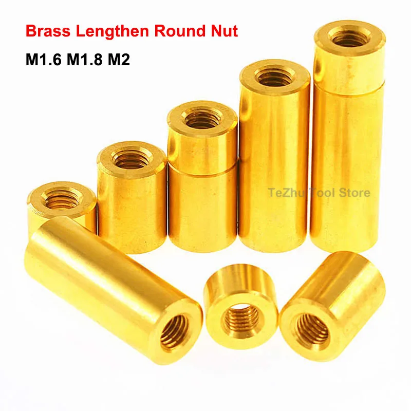 

5Pcs M1.6 M1.8 M2 Brass Extend Long Lengthen Round Coupling Nut Connector Joint Sleeve Nuts Copper Round Nuts