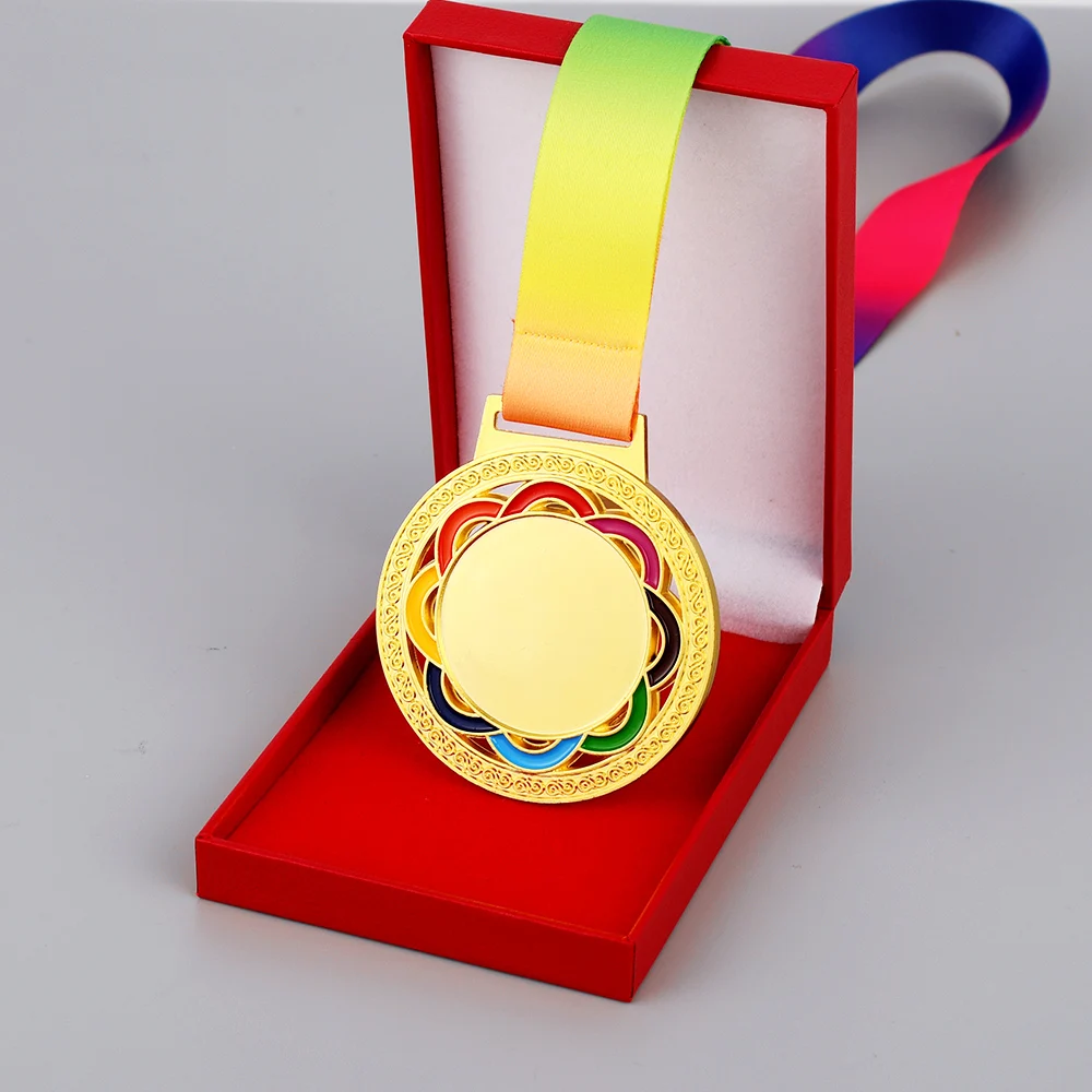 Award Medals Blank Medal with Color Ribbon Gold Silver Bronze Winner Reward Medals Customized Prize Gift School Sports Souvenir