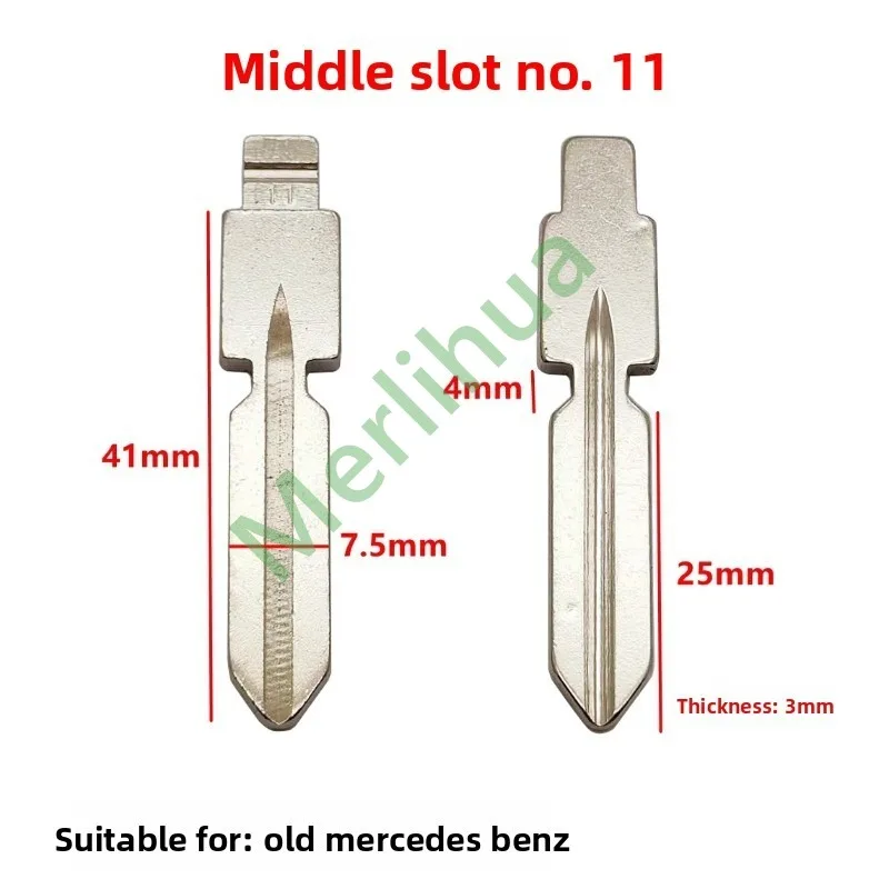 Middle slot No. 11 car key embryo is suitable for old Benchi modification folding metal copper key replacement embryo