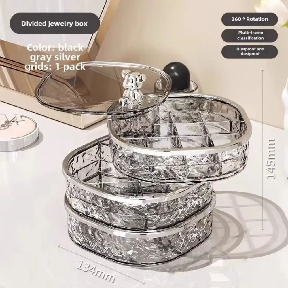 3-layer Bracelet Earring Jewelry Box INS Clear Makeup Storage Rack Partition Rotating Necklace Storage Box Home Decoration