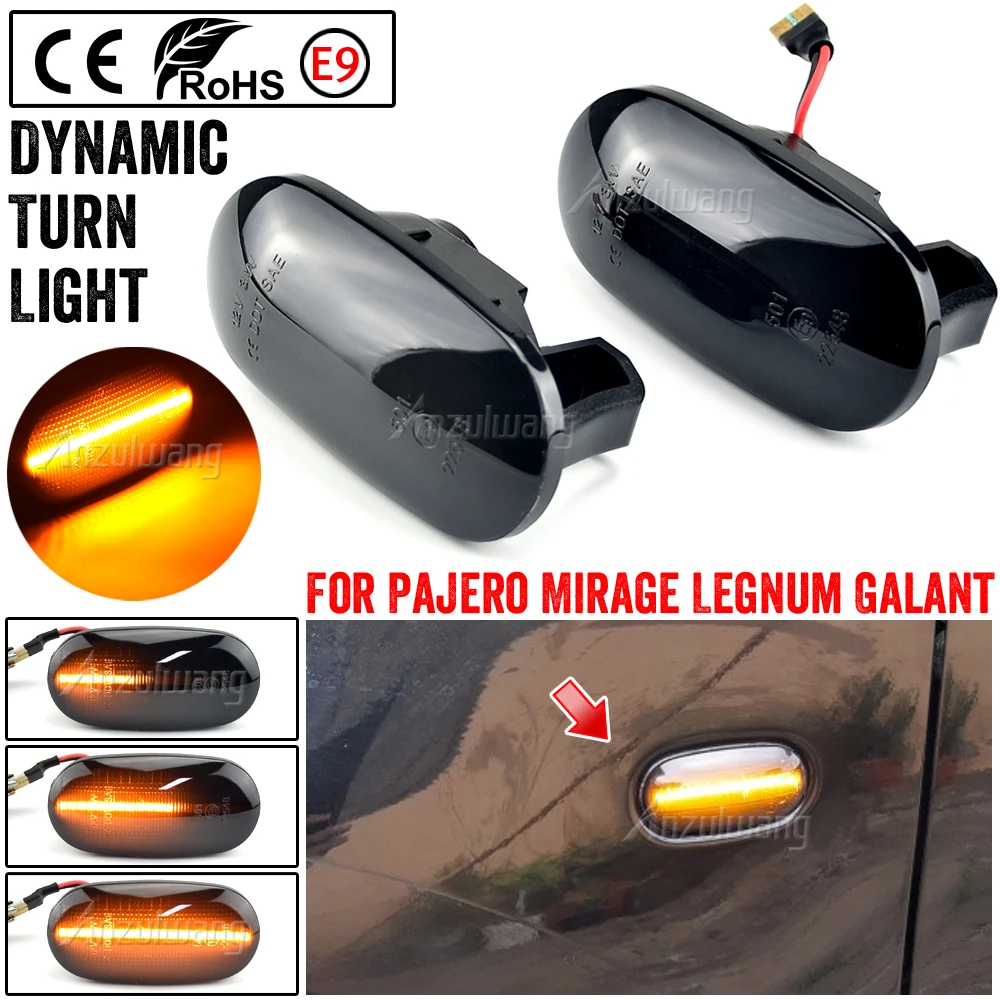 LED Dynamic Side Marker Turn Signal Lights Sequential Blinker Light For Mitsubishi Pajero Mirage Legnum Galant Lancer 1998 1999