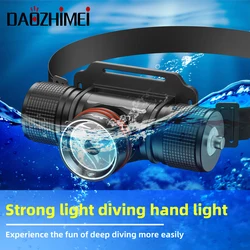 5000LM LED diving light IPX8 waterproof underwater safety headlight, night underwater 200M deep sea cave strobe projection Torch