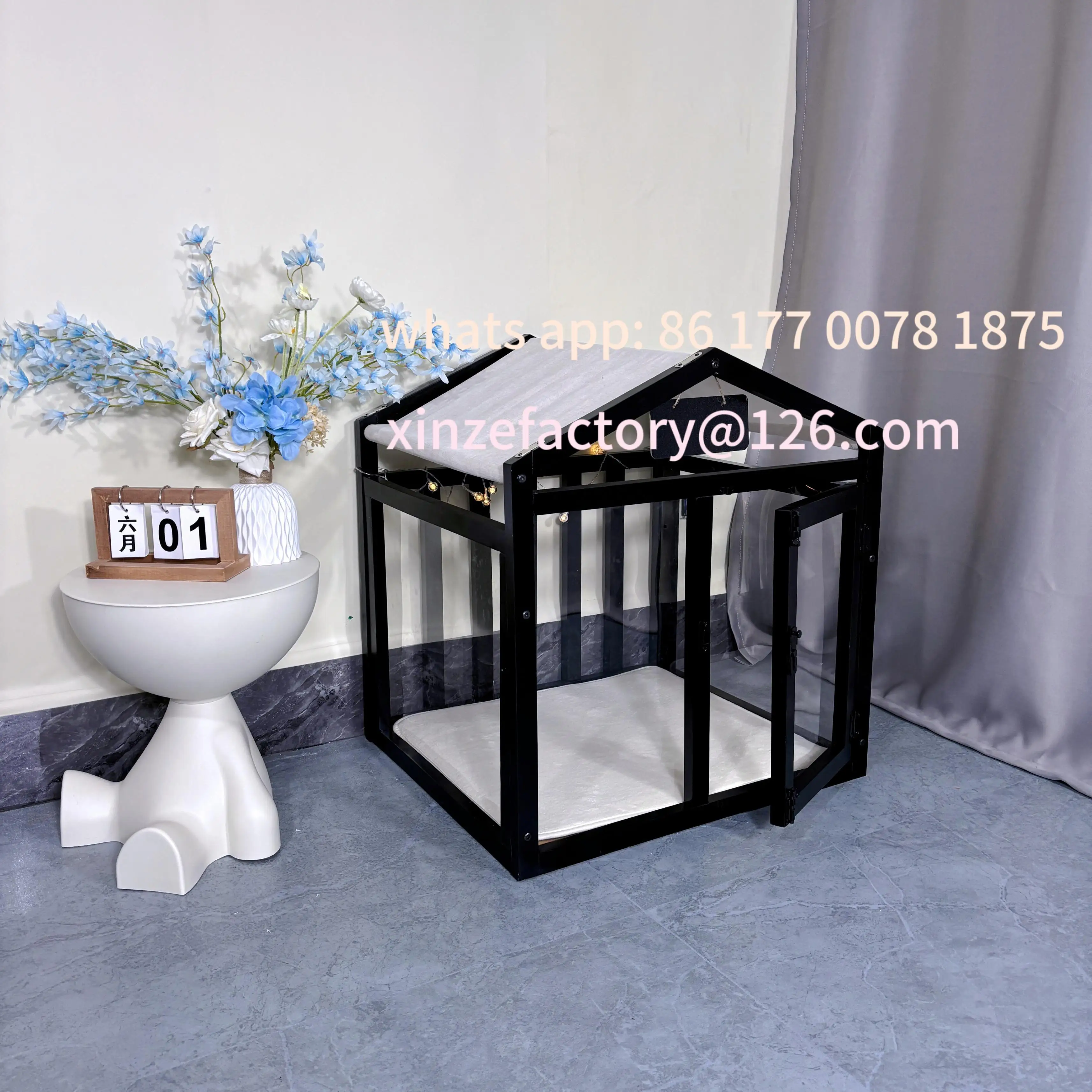 Customizable Solid Wood Transparent Kennel Small Dog Enclosure Pet House Indoor-outdoor Dog House Crate Waterproof