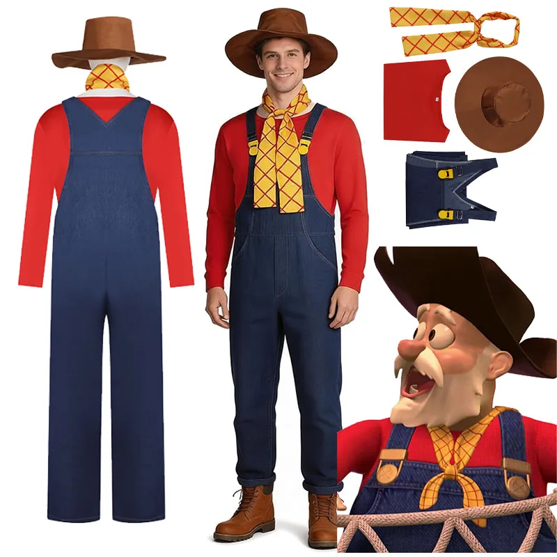Disfraz de cosplay de anime Stinky Pete, ropa interior, sombrero, corbata, estilo de dibujos animados, bonitos trajes de cosplay para hombres, para actuaciones en escenario