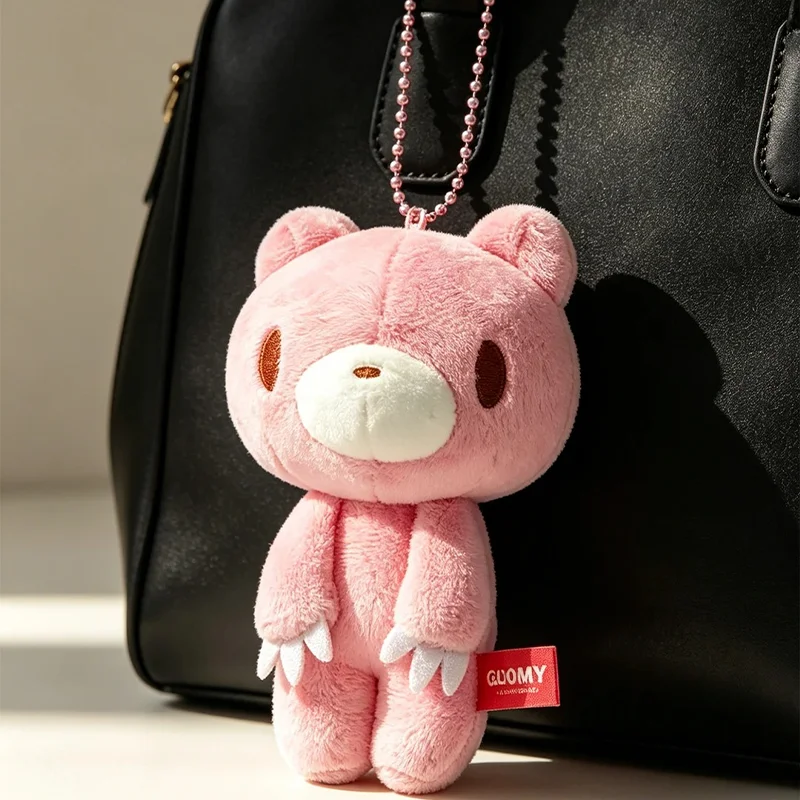 Gloomy Pink Bear Plush Pendant Toy Bloodthirsty Pink Bear Soft Toy Cute Teddy Toy Stuffed Animal Pillow for Kids Birthday Gift
