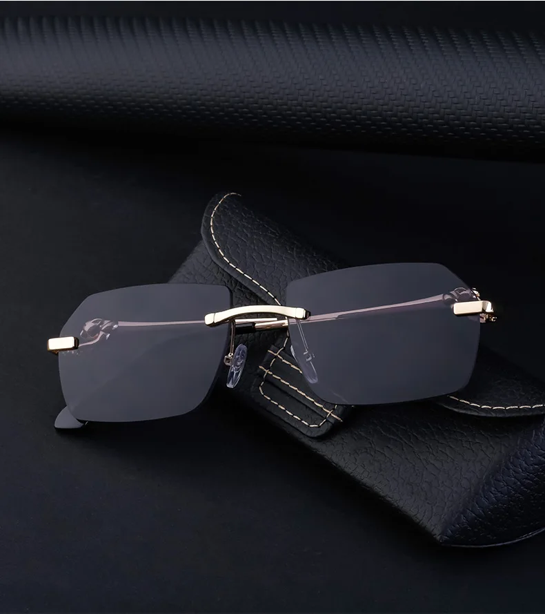 Hbk steampunk randlose Sonnenbrille Männer neue Vintage Geparden kopf legierung rahmen los für Mann Frauen Luxus fahren Sonnenbrille – Detail 4