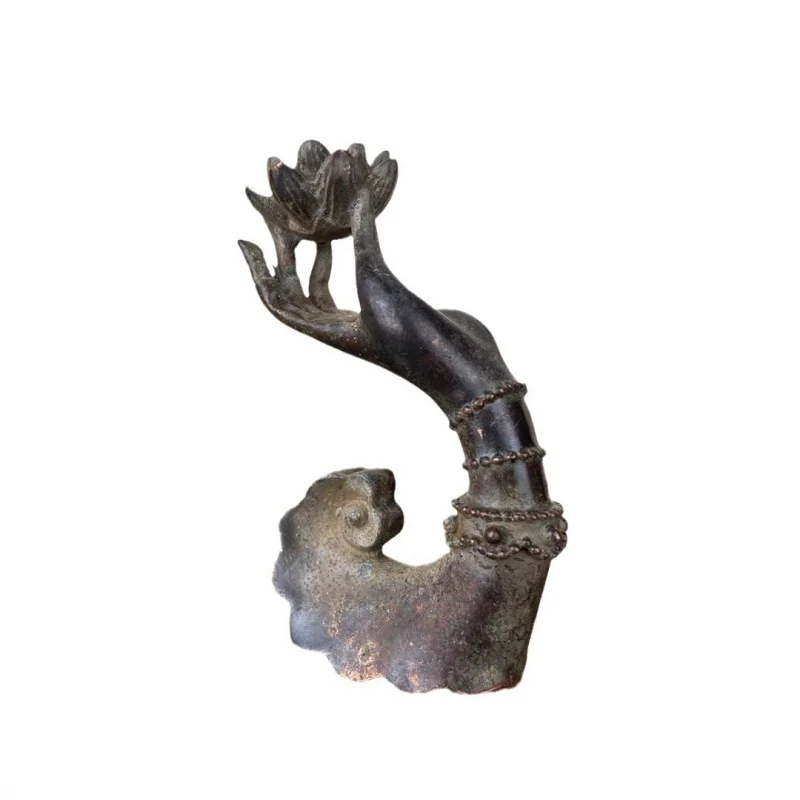 Antique Copper Backflow Incense Buddha Hand Lotus Incense Holder Decoration Copper Aromatherapy Incense Holder Zen Decoration An image 5