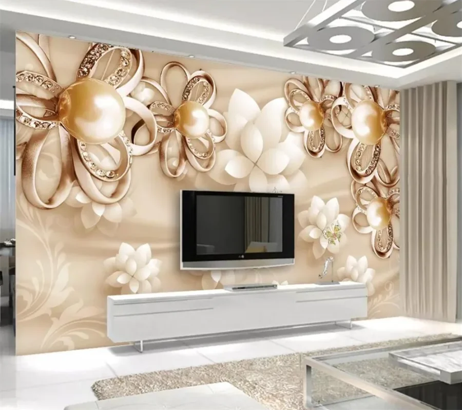 Customized wallpaper 3D gold flower luxury living room bedroom TV background wall decoration painting mural papier peint