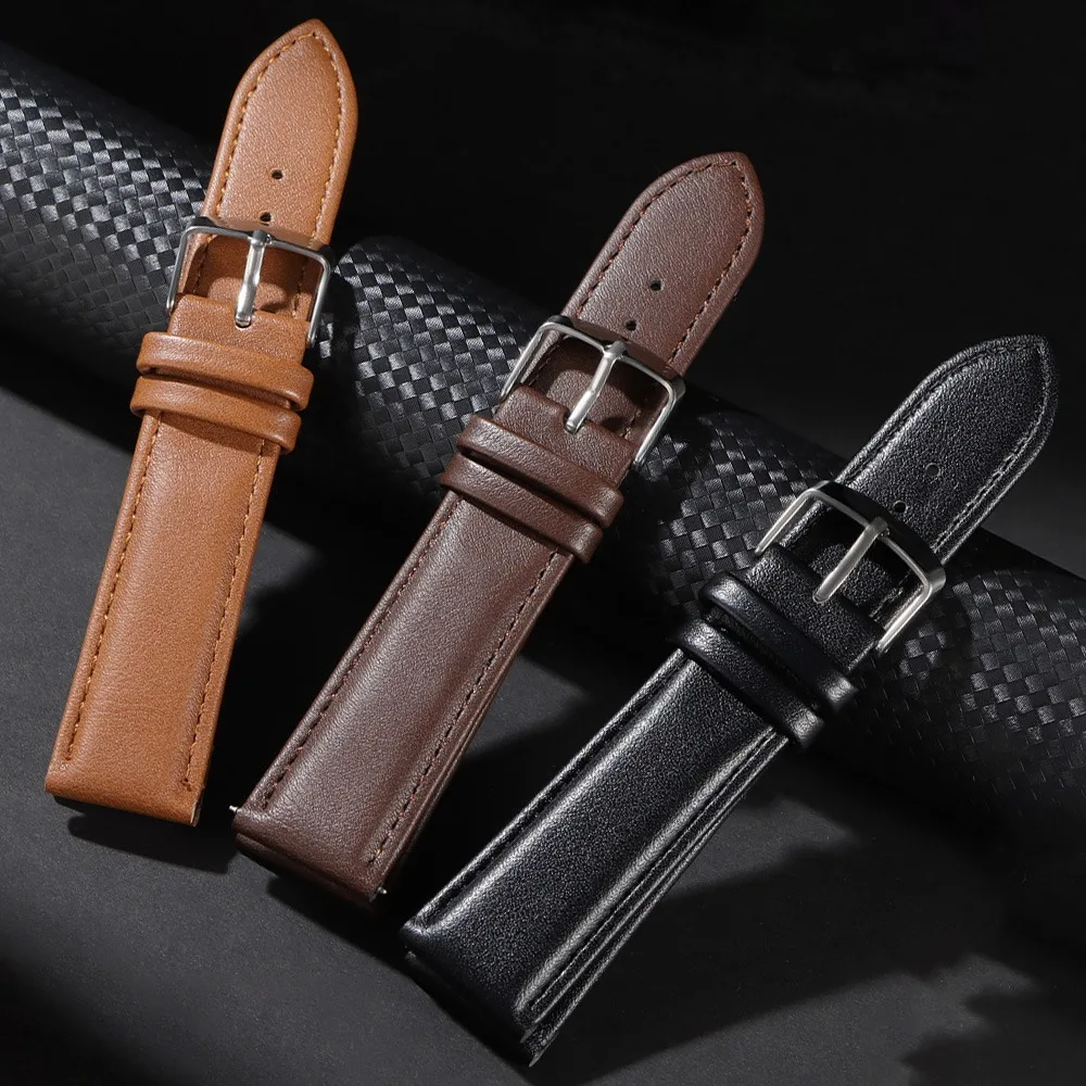 

PU Leather WatchBand Business Replace Wristwatch Straps 14mm 16mm 18mm 20mm 22mm 24mm Watch Accessories Men Women Soft Watchband