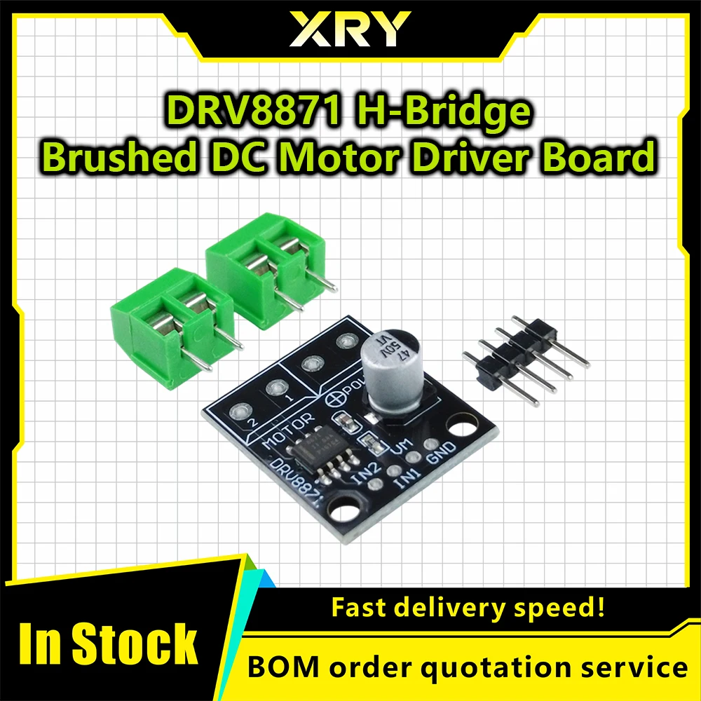 XRY DRV8871 H-Bridge Brushed DC Motor Driver Breakout Board For Arduino PWM Control 3.6A Max Internal Current Sense 6.5V To 45V