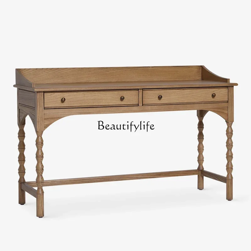 

5American solid wood home desk Nordic simple retro makeup table can be customized