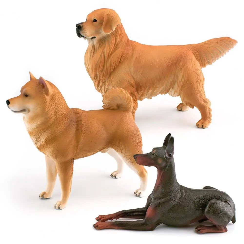 Dog Figurine Shiba Model Realistic Figure Models Shiba Dobermann Desktop Ornaments for Home Car