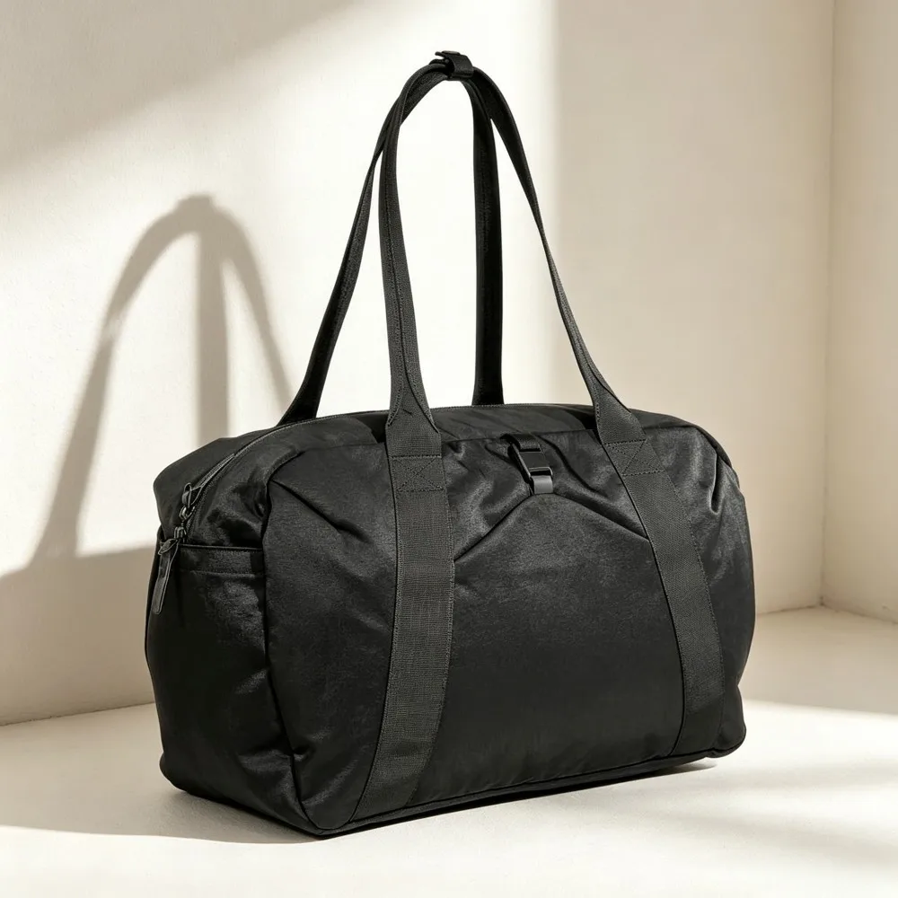 Large Capacity Minimalist Black Handbag, Lightweight Foldable Travel Duffel Carry Bag