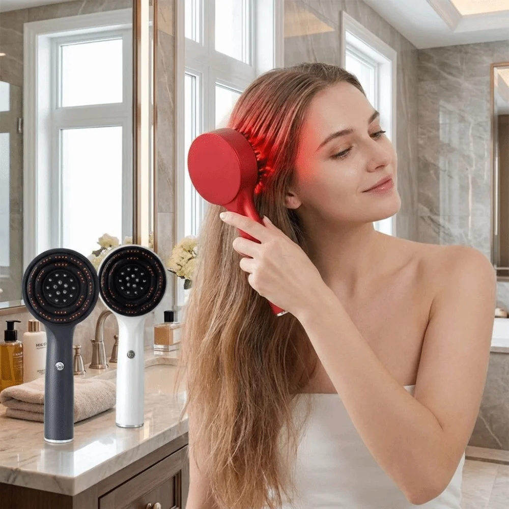 Red Light Liquid Guiding Massage Comb 630nm Infrared Light Anti-Frizz Large Tank Scalp Massage Comb Portable Scalp Nourish