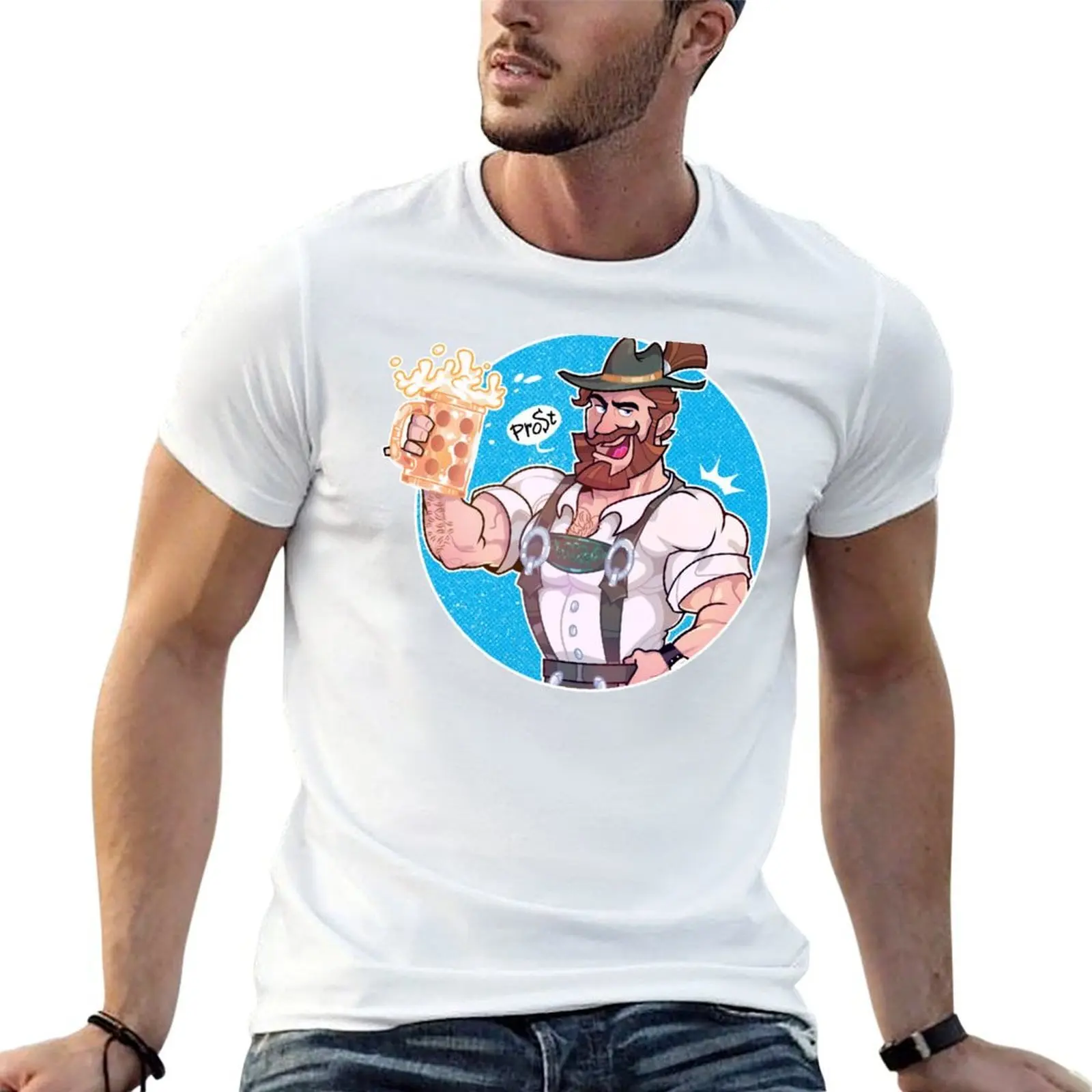 Octoberfest Bavarian Bear Man with Beer Mug T-Shirt quick-drying graphic tee shirt t shirt for men