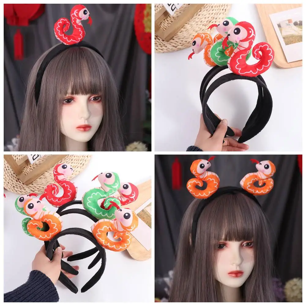 Lovely Chinese Zodiac Snake Headband Soft Plushy Chinese New Year Hairband Headwear Fur Hair Styling Accessory