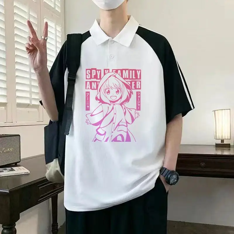Kaus Kerah Lipat Keluarga Spy X Baru Merchandise Anime Aniya Kaus Polo Uniseks Musim Panas Kartun Longgar