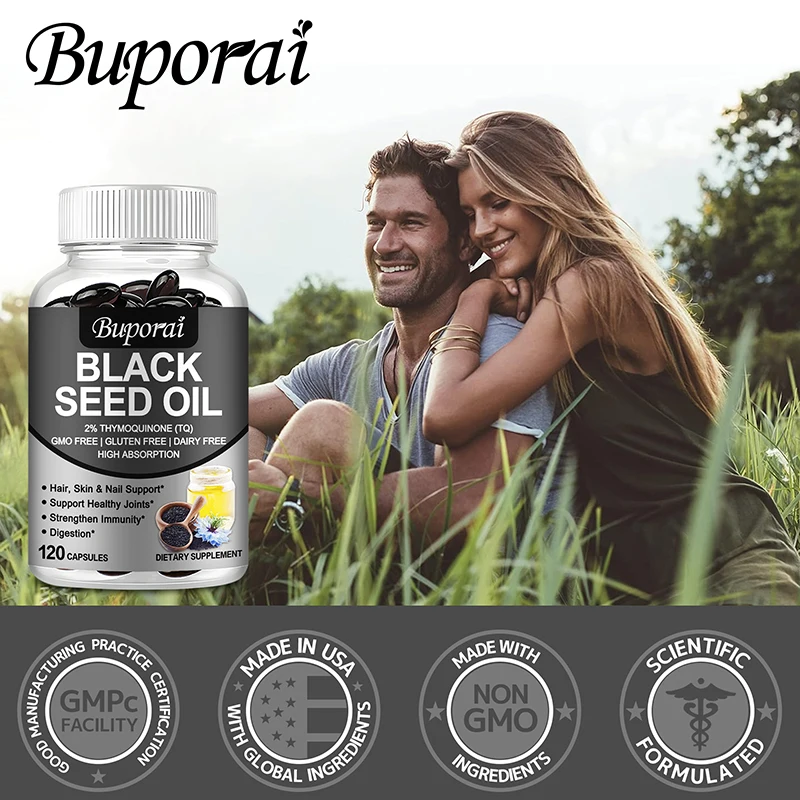 Black Seed Oil - Supports Immune, Joint, Digestive, Hair, Skin Health - Non-GMO, Gluten Free