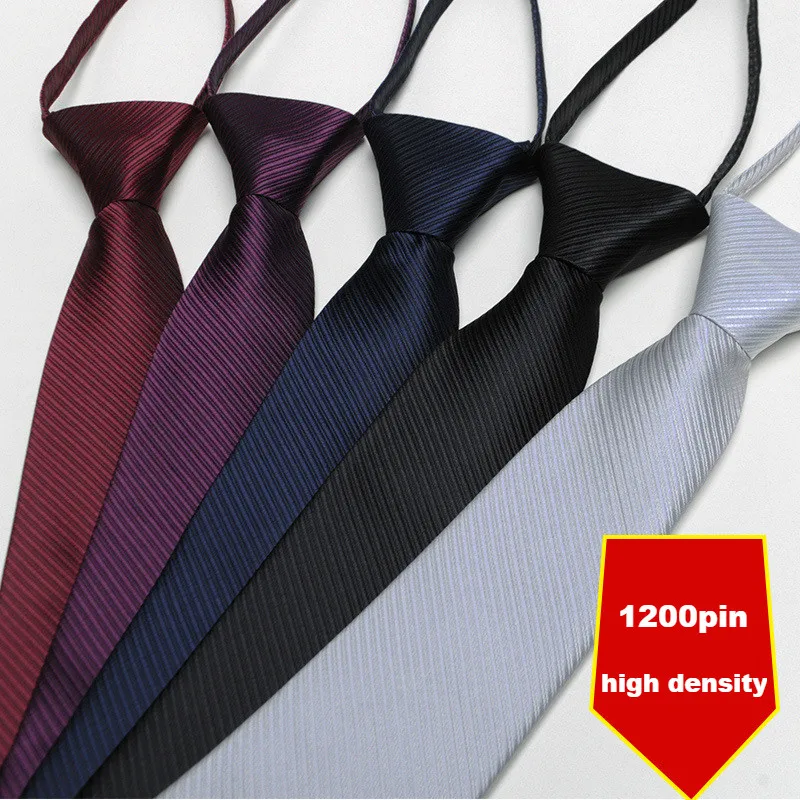 1200 Pins 8*48cm Men\'s Zipper Tie Easy To Pull Rope Neckwear Business Suit  Job Interview Necktie wedding party Gift for Man