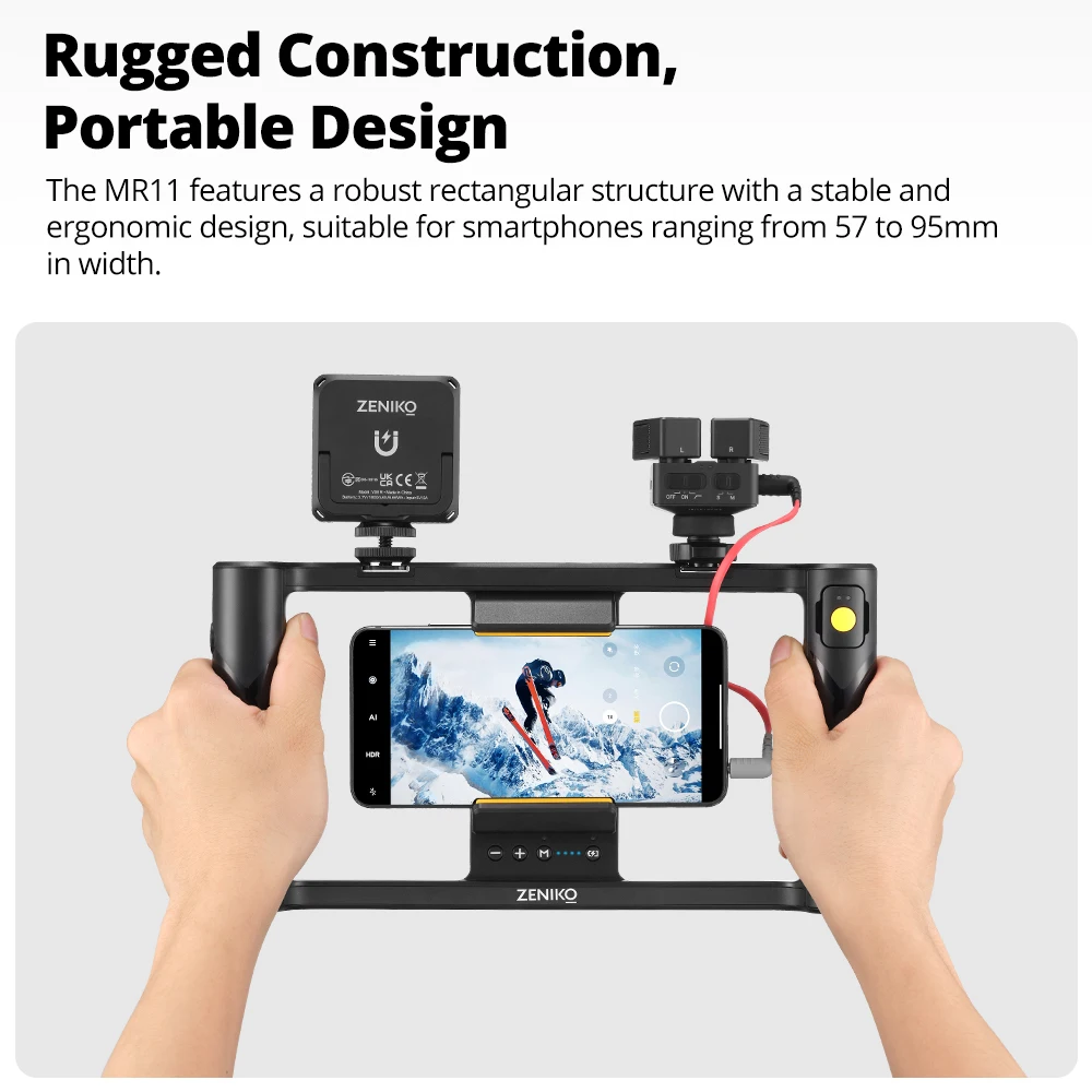 ZENIKO MR11 комплект видеоустановки для смартфона, беспроводной видеосветодиодный светильник, подключение штатива, микрофон, аксессуары для фотостудии с дистанционным управлением