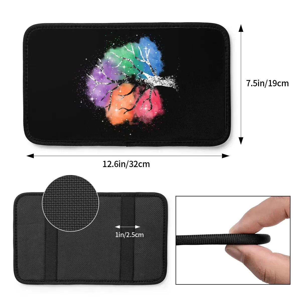 Car Armrest Cover Mat Tree Of Life Waterproof Center Console Protective Cushion Pad Colorful Auto Interior