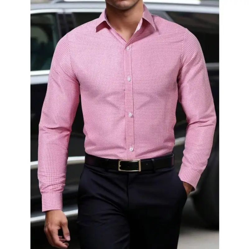 

Мужская повседневная зимняя мода Long Sve irt с геометрическим принтом на пуговицах спереди из искусственной кожи для среднего возраста и ли