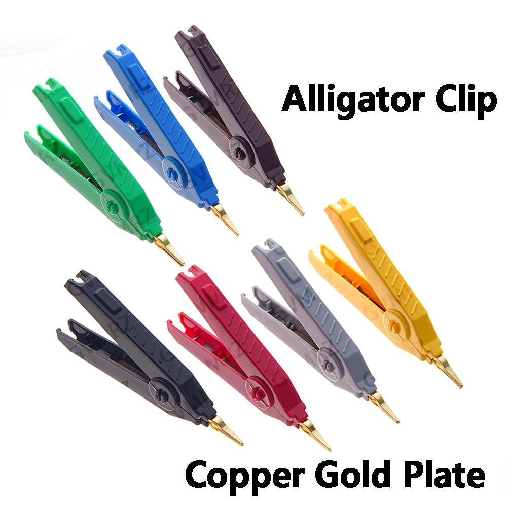 1PCS Blue Alligator Clip Kelvin Copper Gold Plate For Precision Electrical Instrument Tool Power Supply Clip LCR Test Clip 90mm