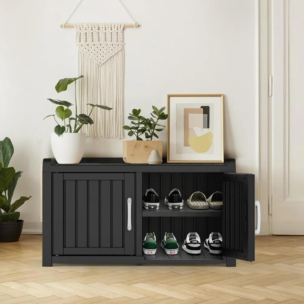 

Cabinet Waterproof UV-Resistant,Storage Bench Indoor Outdoor with Adjustable Shelves,for Entryway Bedroom,shoe rack