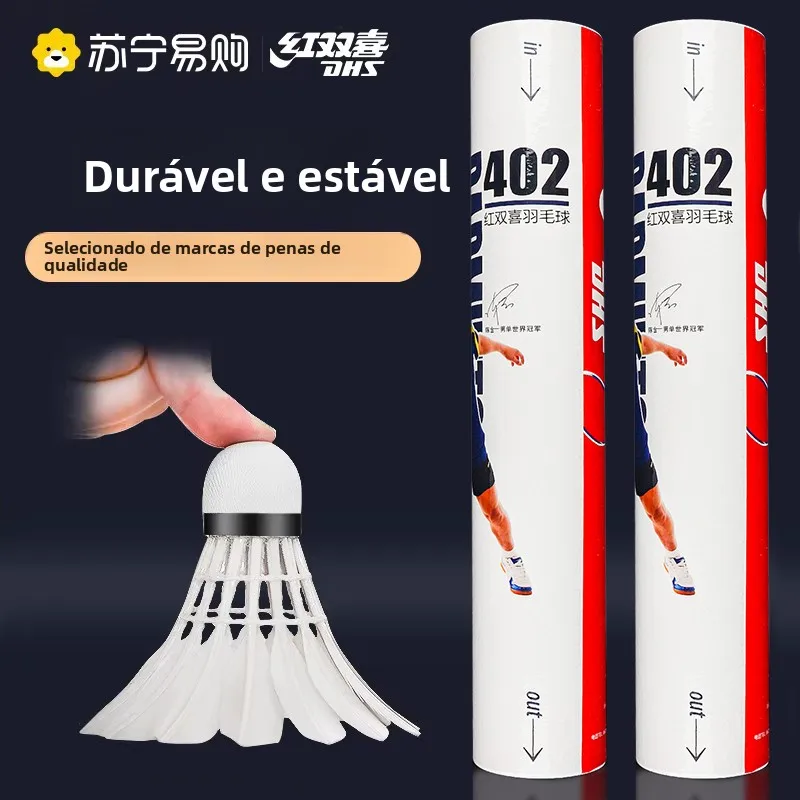 耐久性のあるバドミントンシャトルコック-6個セット-競技トレーニング用-屋内屋外対応-耐風性-グースフェザー-木製シャフト