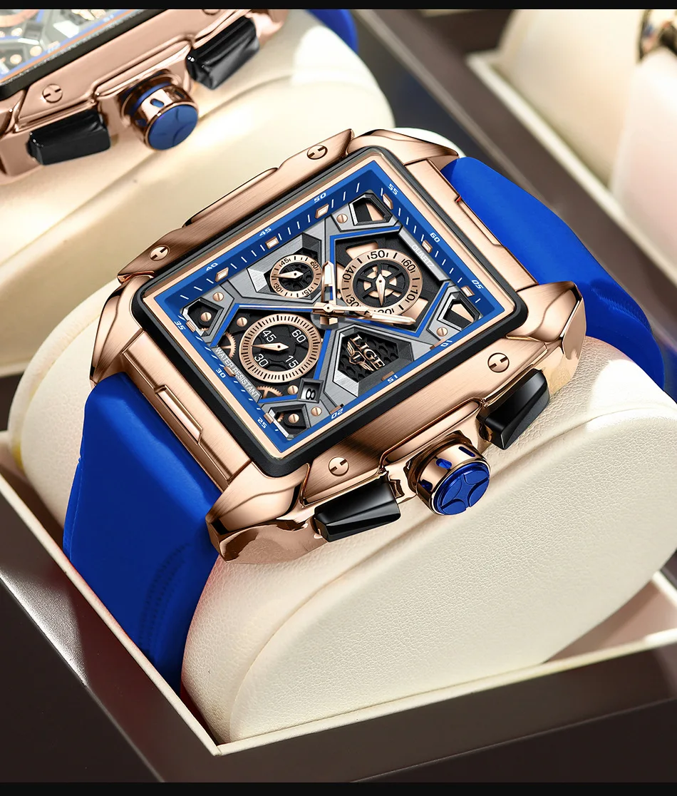 2025 New Square Fashion Watch Trendy Men's Quartz Watch Small Three-Hand Watch Luxury Brand Clock Waterproof Watch