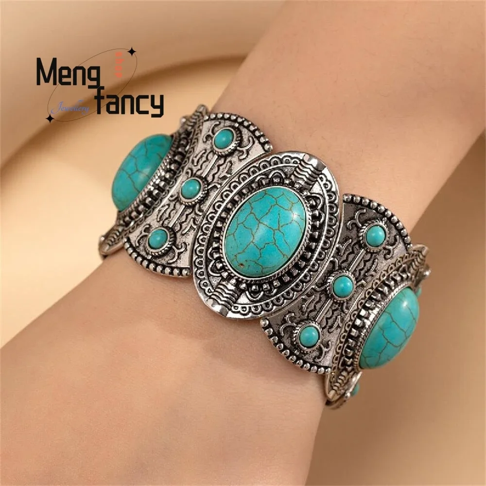 

Natural Fashion Elastic Bracelet Texture Vintage Turquoise Accessories High-grade Personalized Retro Best Selling Fine Jewelry