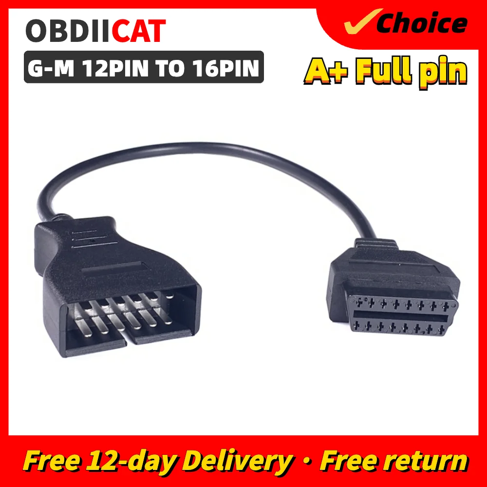 OBDII OBD2 12 pin Connector Adapter for G--M 12pin to 16pin Auto Diagnostic Cable For G--M Vehicles autoscanner adapter