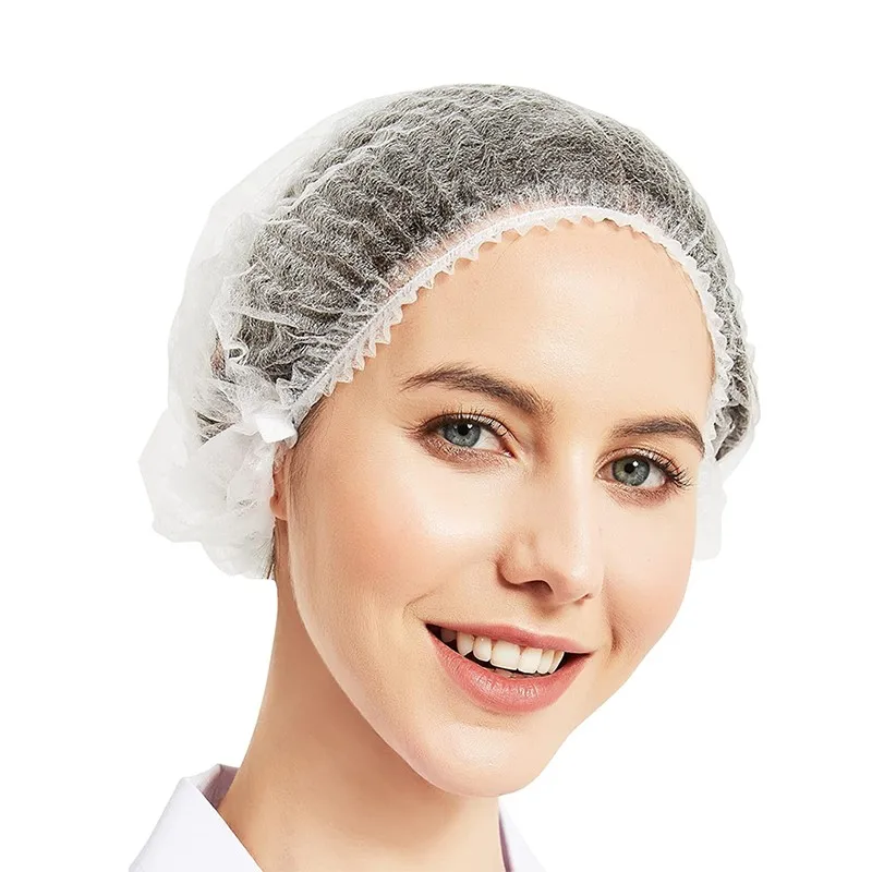 100 قطعة قبعة الاستحمام القابل للتصرف الشعر رئيس يغطي صافي منتفخ الغبار مكافحة الغبار قبعات تنفس دش الاستحمام القبعات المطبخ #2