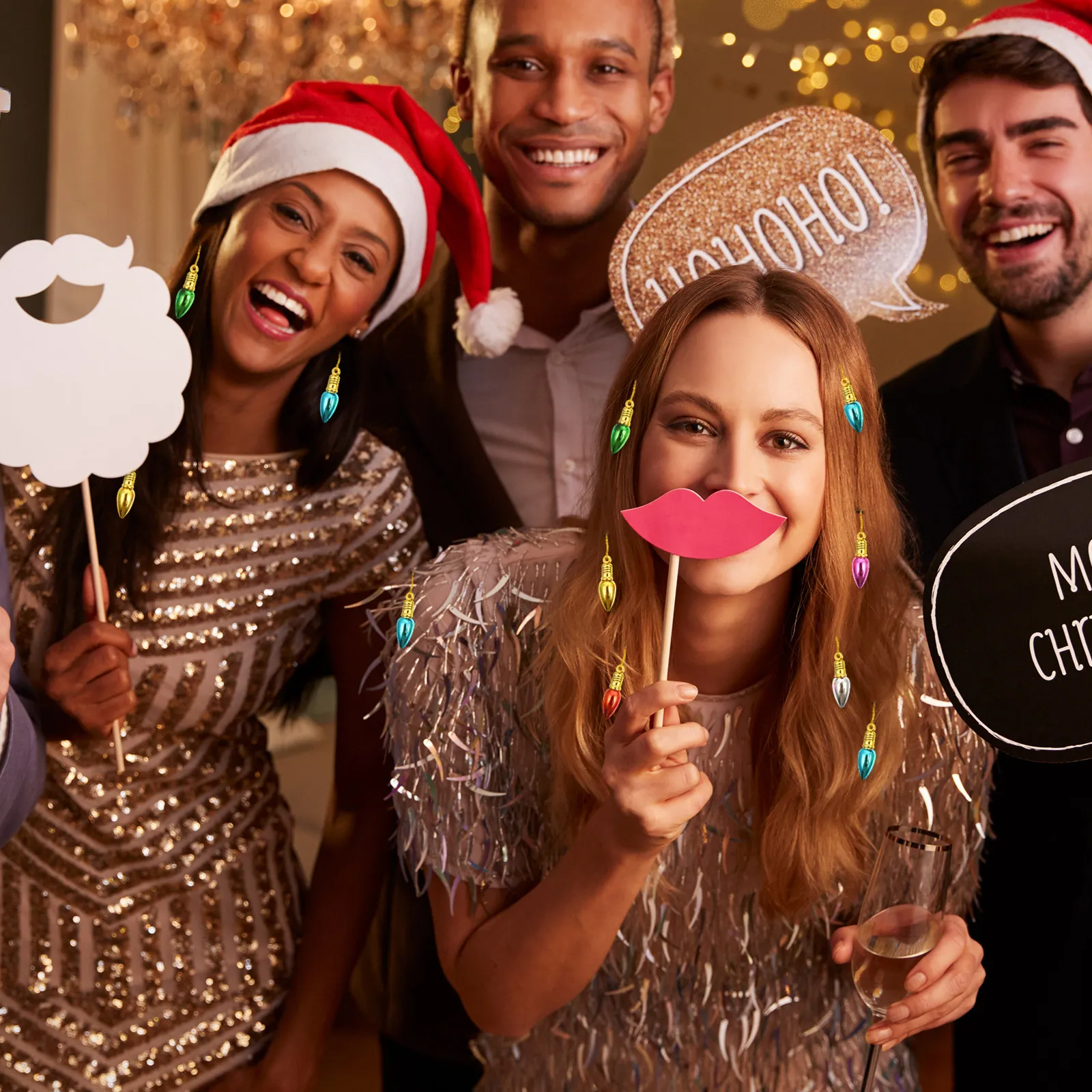 

24Pcs Christmas Beard Bell Clip Premium Plastic Beard Ornaments with Mini Clip for Easy Attachment Holiday Party Favors Gift