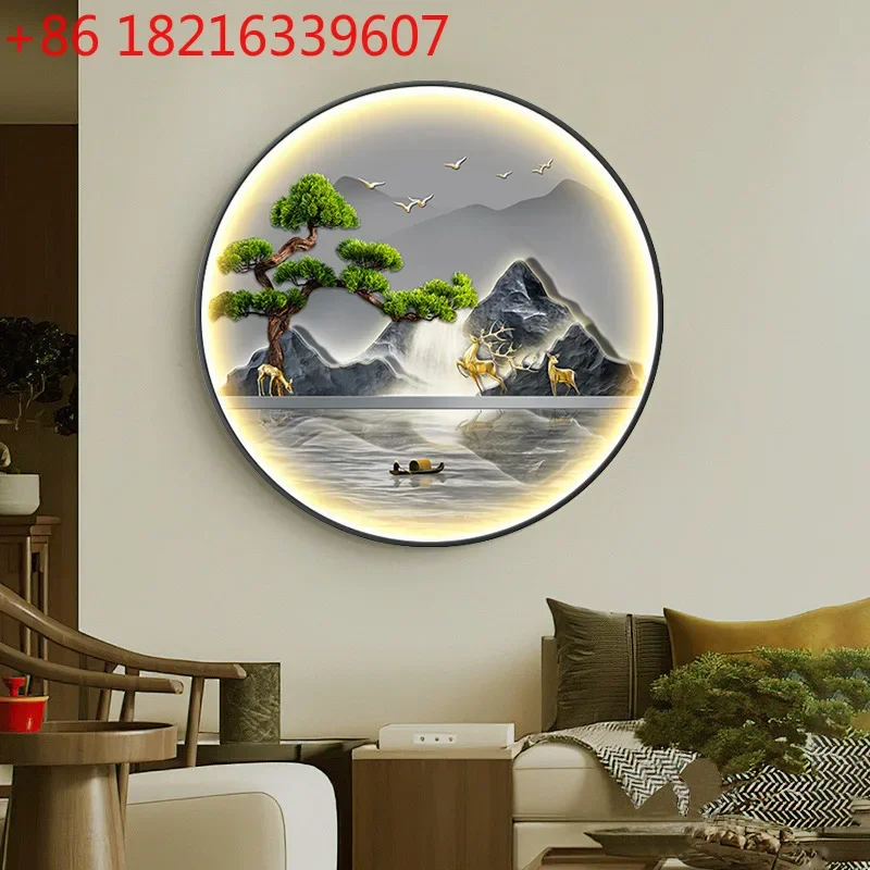 Round entrance decorative painting corridor hanging painting flowing water makes money high-end landscape