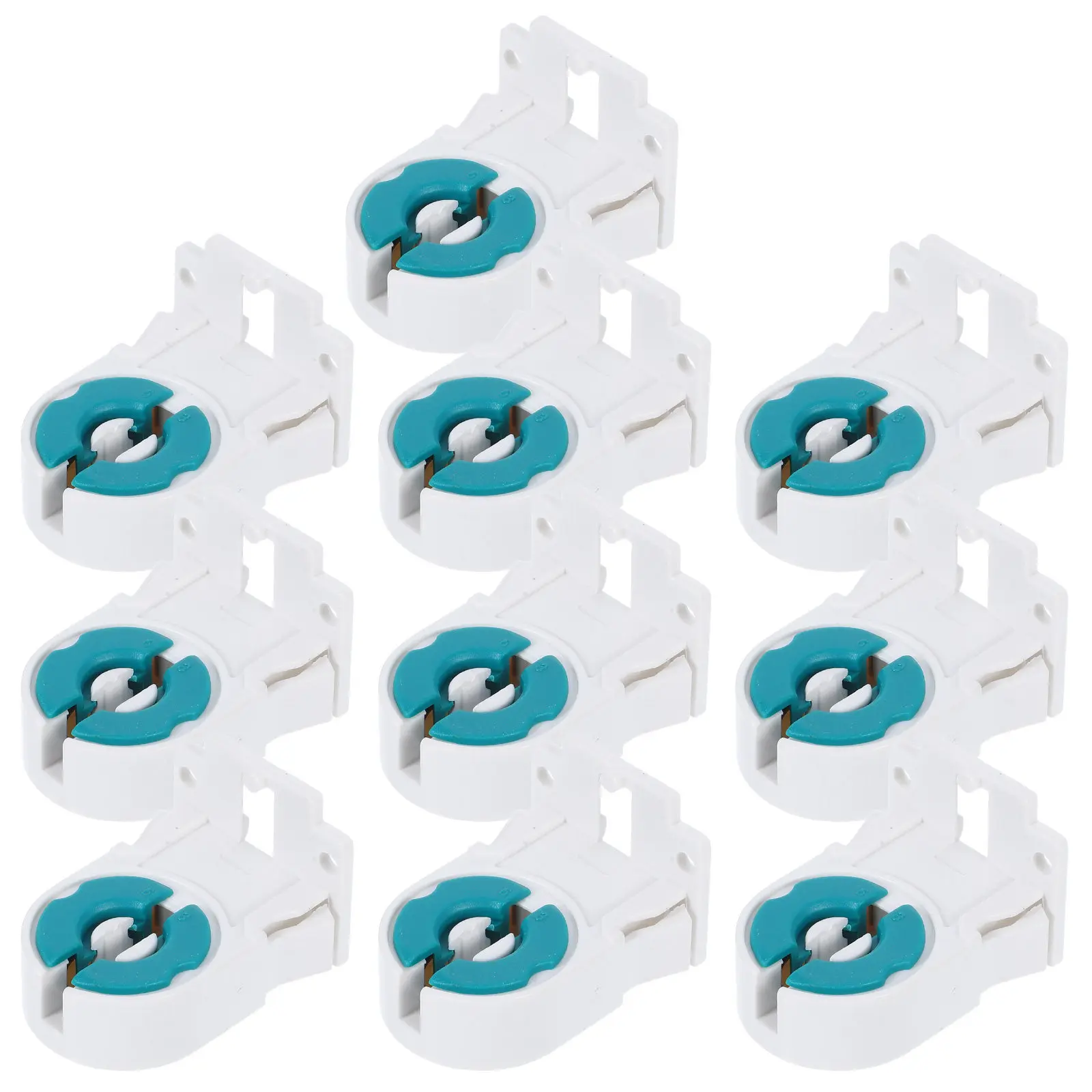 

10Pcs T8 Grid Lamp Holder Fluorescent Tube Socket Precision Secure Fit Vibration Resistant for Office Commercial School Factory