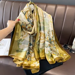 180*90cm Luxury Brand Women Summer Silk Scarves Shawl Lady Wrap Soft Female Europe Designer Beach Bandanna foulard muffler pareo