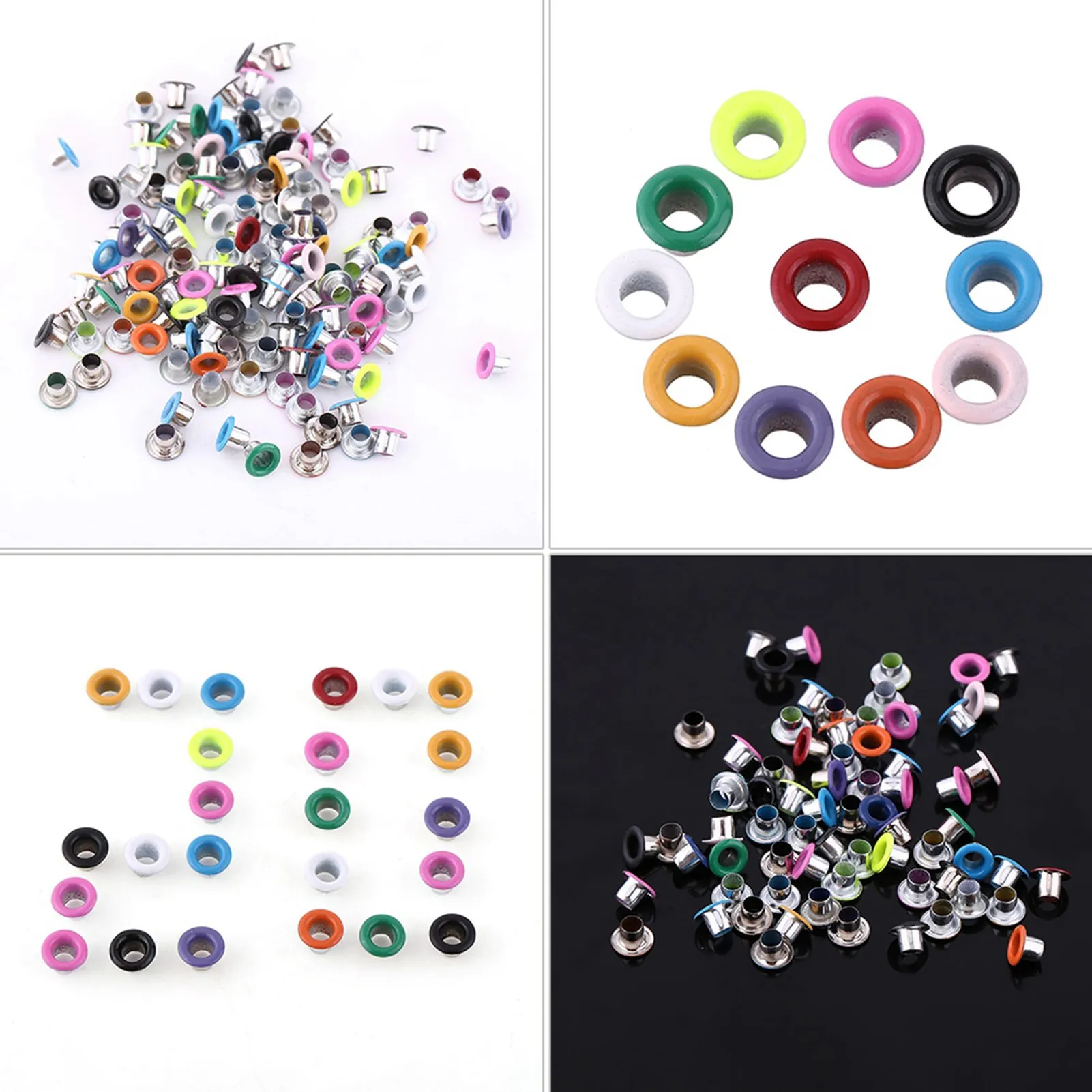 500Pcs Mixed Colors 3mm Round Shape Metal Eyelets Scrapbooking Card Making Craft Leather