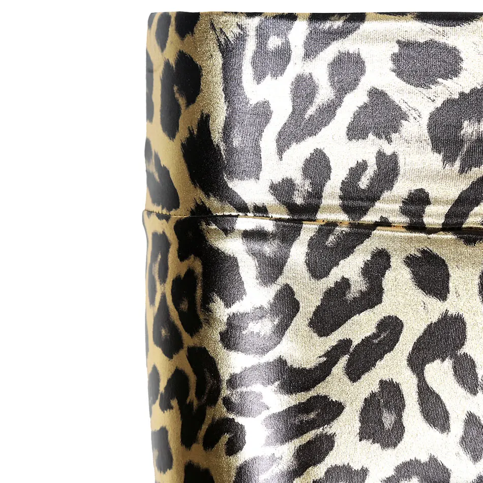 Mallas de leopardo doradas para mujer, Leggings de cintura media, elásticos, brillantes, hasta el tobillo, informales, a la moda
