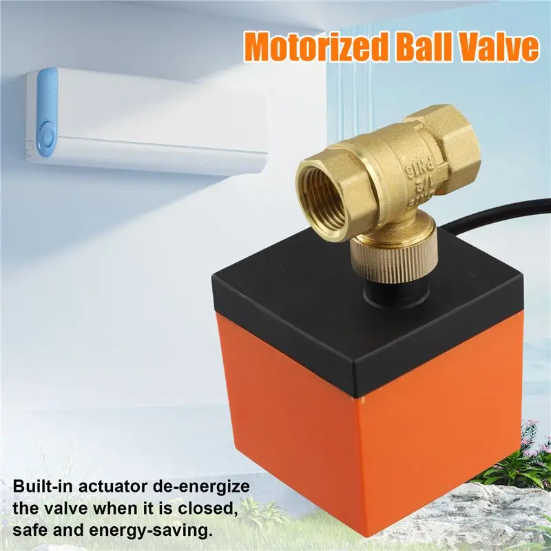 ABKW-AC 220V Brass Electric Thread Ball Valve 2-Way 3-Wire Solenoid Water Valve With Actuator DN15